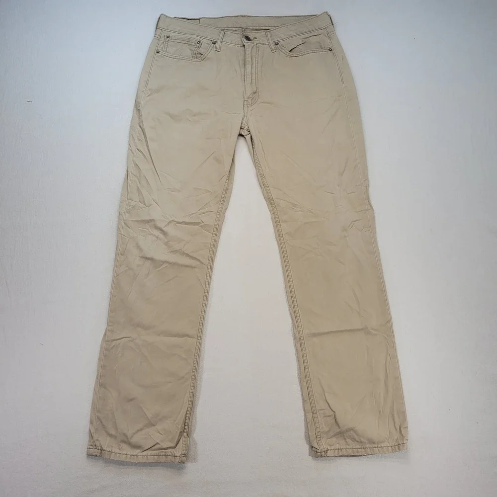 Levi's 514 Straight Fit‎ Pants Mens 36x34 Tan Khaki Cotton Twill Casual